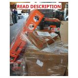 Skid with sawhorse, vanity, fencing etc