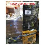 DeWalt pressure washer, Ryobi mower, sink cabinet