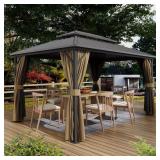 10x12 ft Galvanized Steel Gazebo with Netting