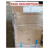 Skid of 3 cabinets, pedestal leg and drawer base
