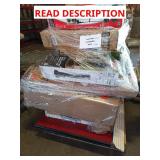 Skid with toilet, doors, shower kits, grill etc