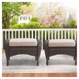 Rotavia 2-Piece Brown Wicker Ottoman Cushions