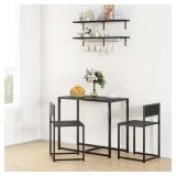 Industrial Dining Table Set - 3pc Black
