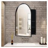 Black 24x36 Arched Metal Cabinet with Mirror