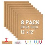 (2) Cork Board Tiles   8 Packs Adhesive Corkboard