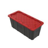 57 Gal Tough Storage Tote - Black w/ Red Lid