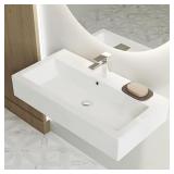 Glossy White Ceramic Vessel Sink - Voltaire
