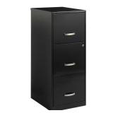 18 in. D 3-Drawer Black Metal File Cabinet