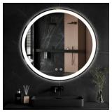 36 in. W x 36 in. H Round Framed for Over Sink wi