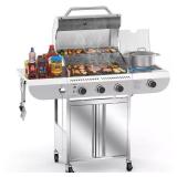 34,000 BTU 3-Burner Gas Grill with Side Stand