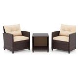 3-Piece Patio Furniture Set with Glass Table