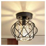 7 in. 1-Light Crystal Semi-Flush Fixture E26