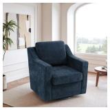Navy Chenille Upholstered Swivel Chair (1)