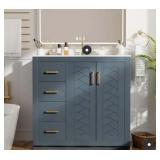 36 in. Bath Vanity Cabinet without Top in Blue