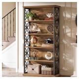 70.87 in. Tall Brown Wood 6-Shelf Bookcase