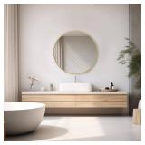20 in. Round Framed Wall Mirror for Sink, Glod