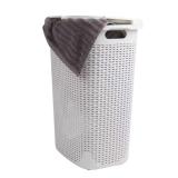 White 60L Slim Laundry Hamper with Lid