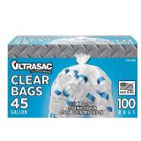 45-Gal Clear Trash Bags (100)