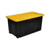 HDX 77 Gal. Storage Tote w Wheels, Black (Has Dam