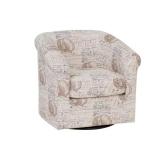 Lonnie Sea Swirl Beige Club Chair with Swivel
