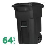 64 Gallon Black Rolling Trash Can with Wheels