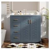 36 in. Bath Vanity Cabinet Blue without Top