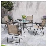 Patio Dining Set 4 Chairs & Table (Beige)