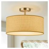 18 in. Coastal Drum Brushed Brass Mount