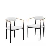 Modern White Boucle Chair Set 2