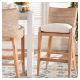 Ridley Bar Stool: White Wash Seagrass