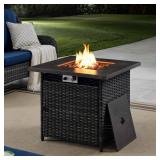 ArcoBay 30" Gray Wicker Fire Pit Table