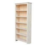 72 in. Unfinished Wood Bookcase with Shelves