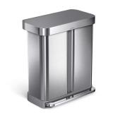 58L Rectangular Dual Trash Can with Grey Lid