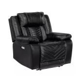Durant Black Leather Power Recliner w/ LED