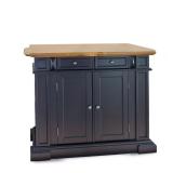 Americana Black Kitchen Island With Drop Leaf