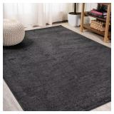 Haze Solid Low-Pile Black Rug 8x10