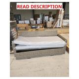 Wicker Outdoor Convertible Sofa with Cushions