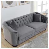 Chesterfield Velvet 3-Seater Sofa, 77", BOX 2 ONL