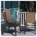 Black Metal & Textilene Stackable Chairs