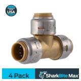 Max 1/2 in. Push-to-Connect Brass Tee (4-Pack)