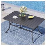 Black Rectangle Metal Patio Table with Hole