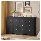 LACOO Creaser 52" Black Dresser, 6 Drawers