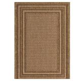 Outdoor Border Light Brown Rug 4