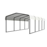12 ft W x 20 ft D Carport Steel Canopy, White