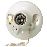 Leviton Porcelain Socket w/Outlet 1 pk