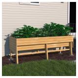 Natural Wooden Raised Garden Bed with Liner