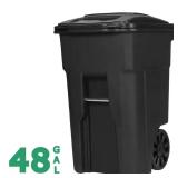 48 Gallon Black Rolling Trash Can with Wheels