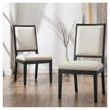 Black Linen Upholstered Dining Chair (Set)