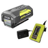 Ryobi 40V Battery & Slim Charger Kit 4.0Ah