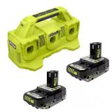 RYOBI 18V 6-Port Charger + 2x 2.0Ah Battery